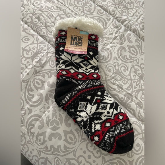 Muk Luks Men's Festive Black and Red Socks - Picture 1 of 4